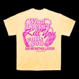 Yellow and Pink Short Sleeve Graphic Tee